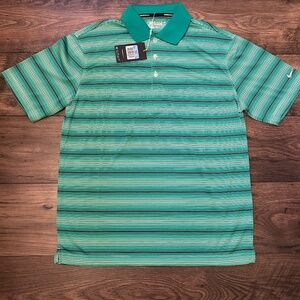 Nike Golf Tour Perfomance Dri-fit Green Striped Mens Medium Polo